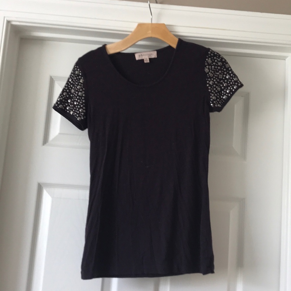 Dark Purple Rhinestone Fitted-Tee